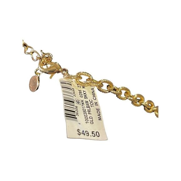 NWT Charter Club Gold-Tone Pave, Imitation Pearl & Bead Shaky Collar Necklace - Picture 5 of 6